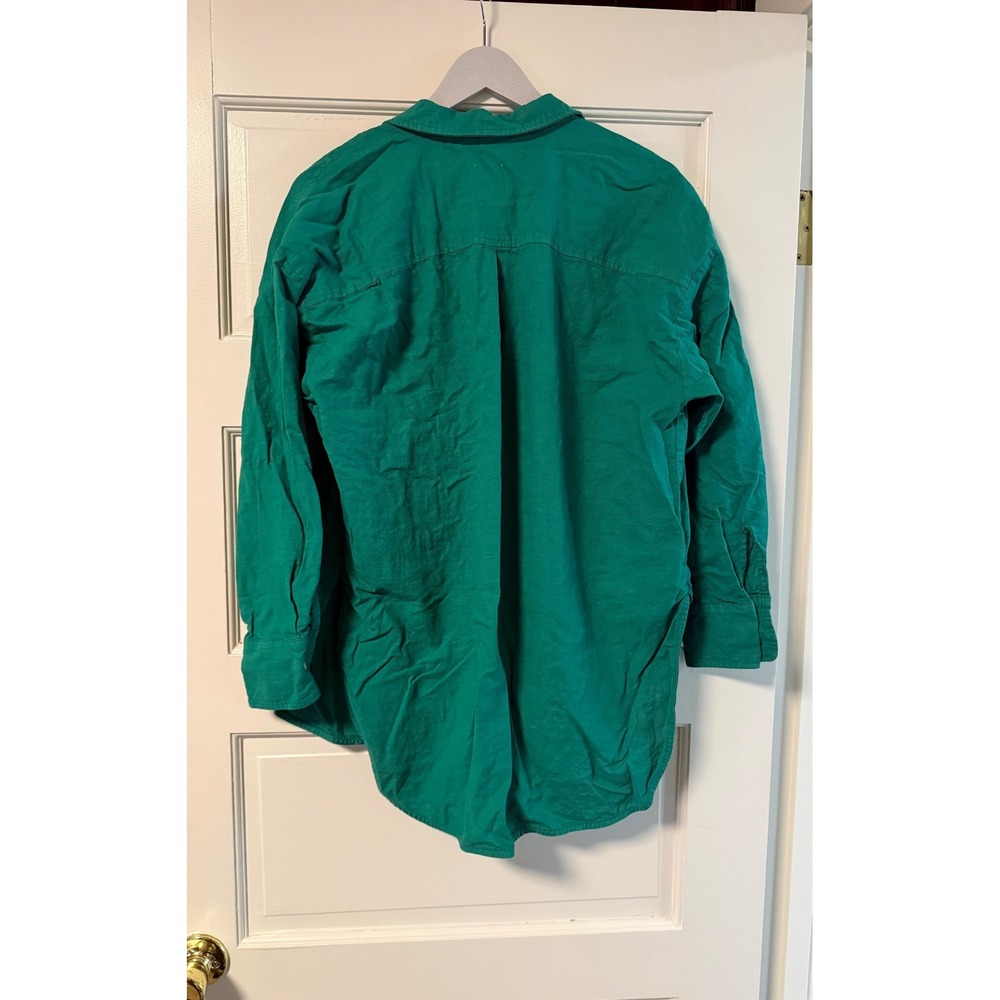 Maeve Anthropologie Green Linen Cotton Blend Button Down Shirt OB2021898 Small - Picture 4 of 7